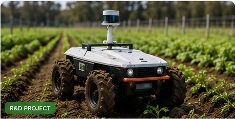 Illustrative agricultural robotic platform operating in a crop field