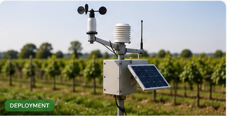 Illustrative solar-powered agricultural IoT weather and field monitoring station