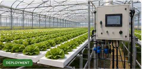 Illustrative smart greenhouse growing system with automated controls